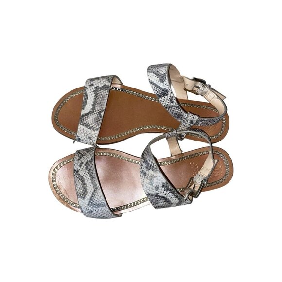 Vince Camuto Brown Leather Flat Snake Print Sandals Size 7 - Picture 7 of 10